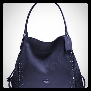 Coach Leather Shoulder Handbag Prairie Rivets BLK